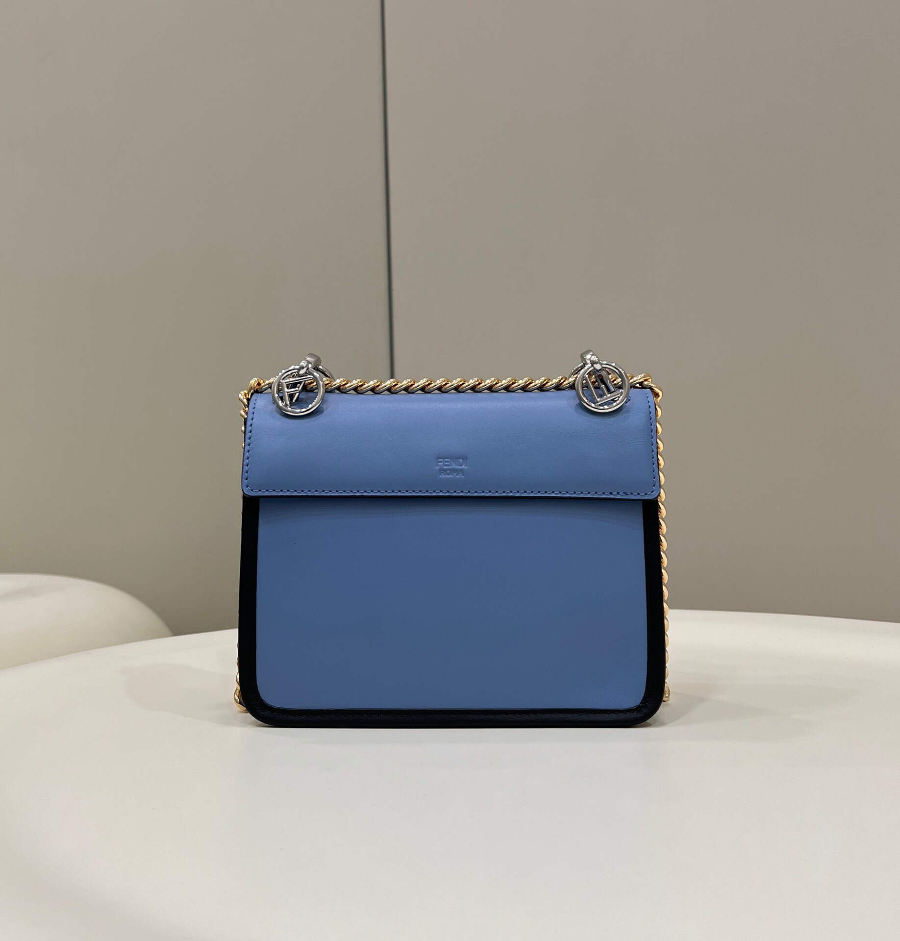Fendi 8BT286 Kan I F Small Leather Mini Bag Blue