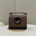 Fendi 8BT286 Kan I F Small Leather Mini Bag Brown - Default Title - View 1