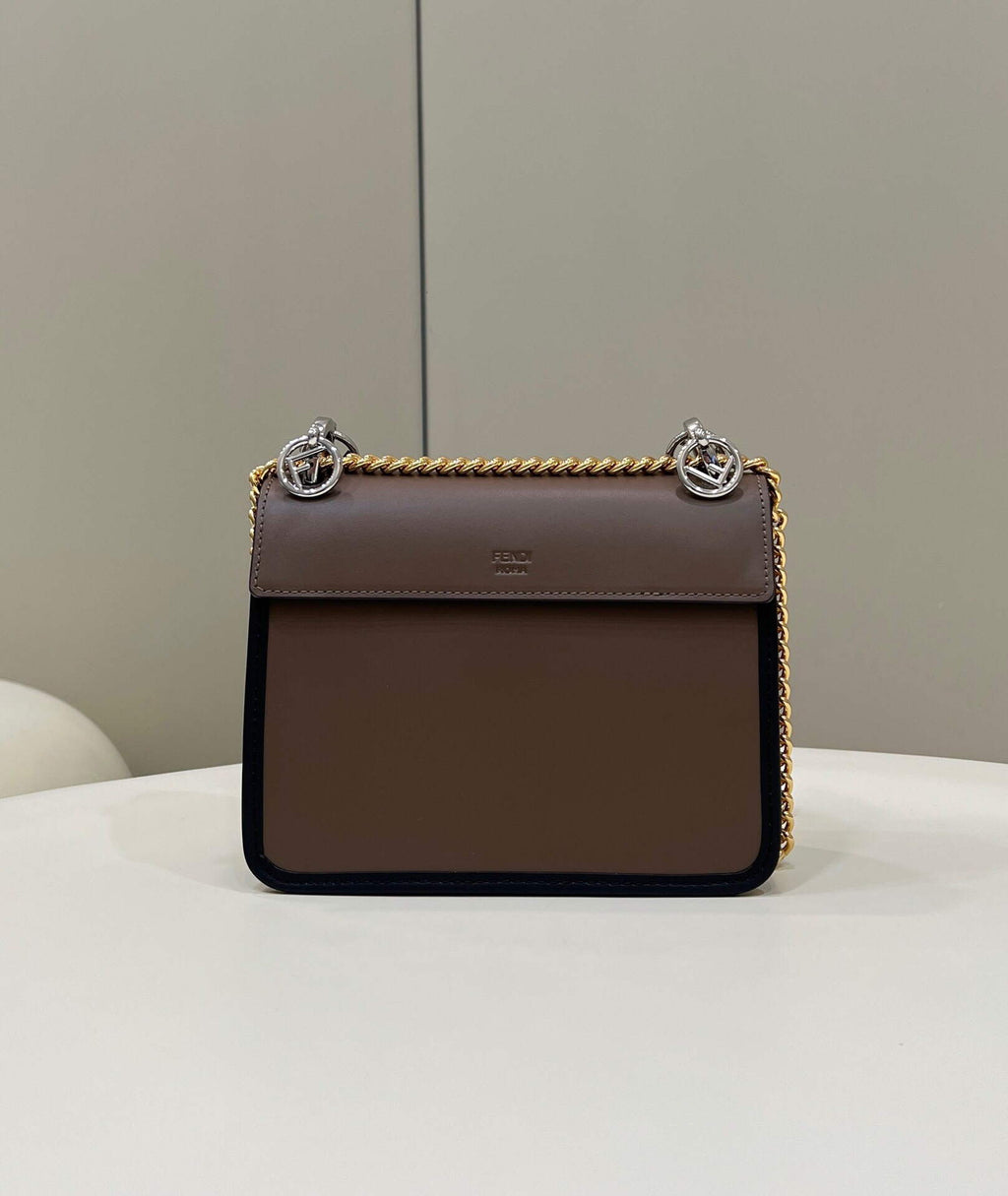 Fendi 8BT286 Kan I F Small Leather Mini Bag Brown