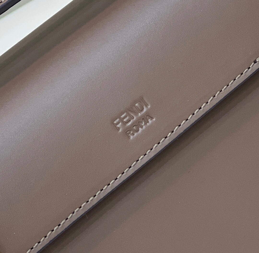 Fendi 8BT286 Kan I F Small Leather Mini Bag Brown