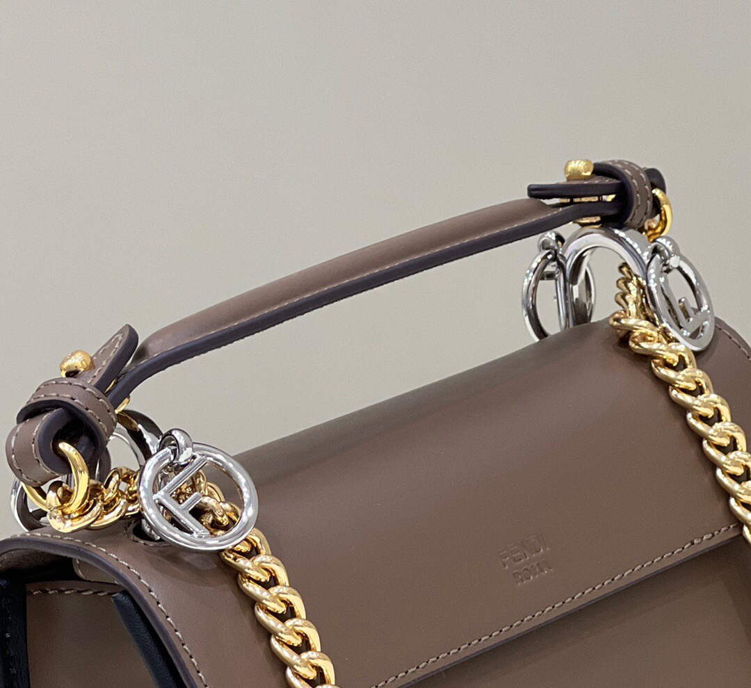 Fendi 8BT286 Kan I F Small Leather Mini Bag Brown - Default Title - View 5