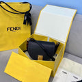 Fendi 8BT346 Fendi Moonlight Shoulder Saddle Leather Bag Black - Voguebags