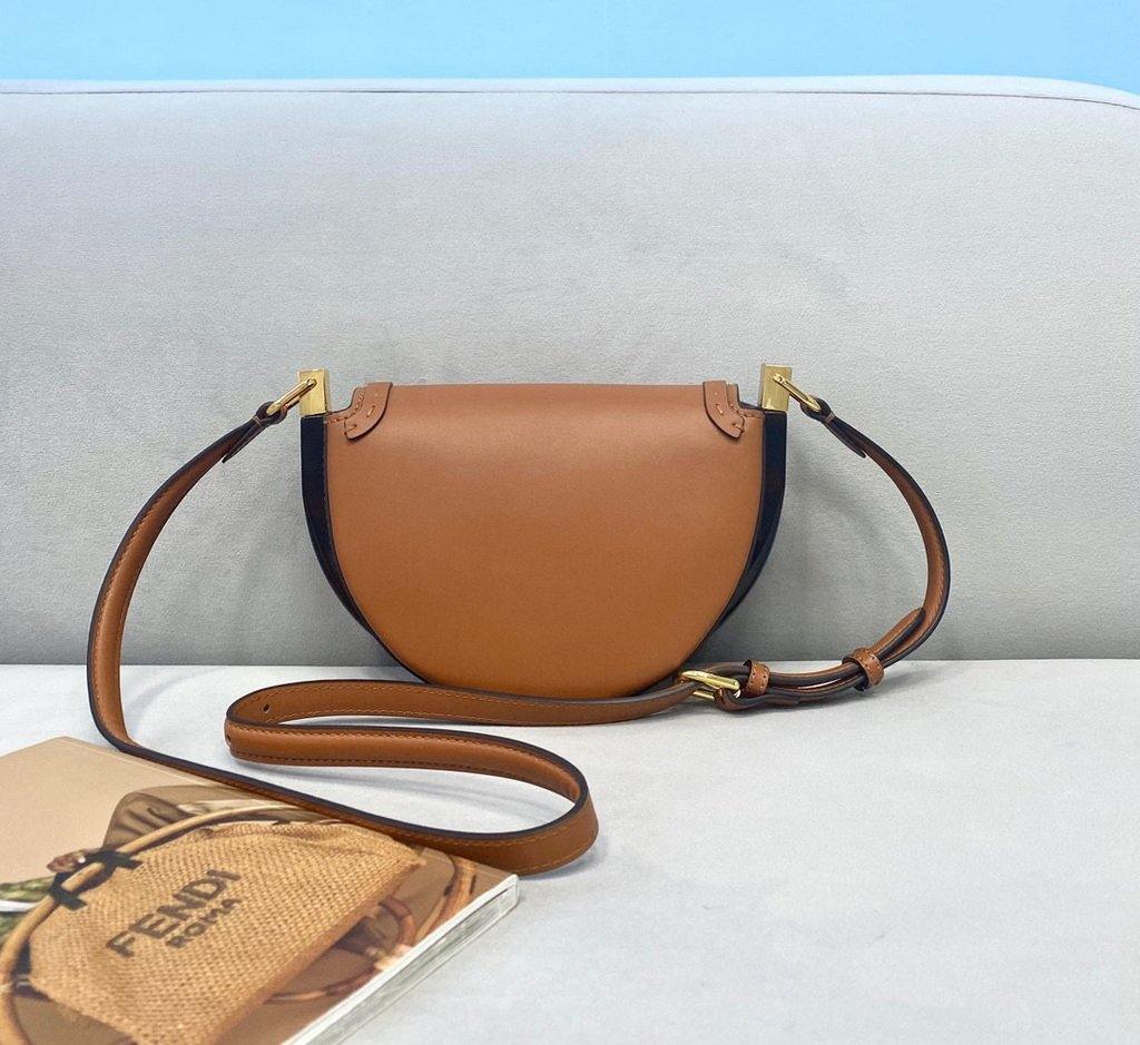 Fendi 8BT346 Moonlight Shoulder Brwon Leather Bag - Voguebags