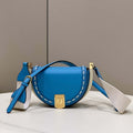Fendi 8BT346 Moonlight Shoulder Saddle Leather Bag Blue - Default Title - View 1