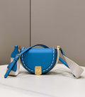 Fendi 8BT346 Moonlight Shoulder Saddle Leather Bag Blue