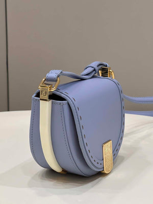 Fendi 8BT346 Moonlight Shoulder Saddle Leather Bag Purple Blue - Default Title - View 3