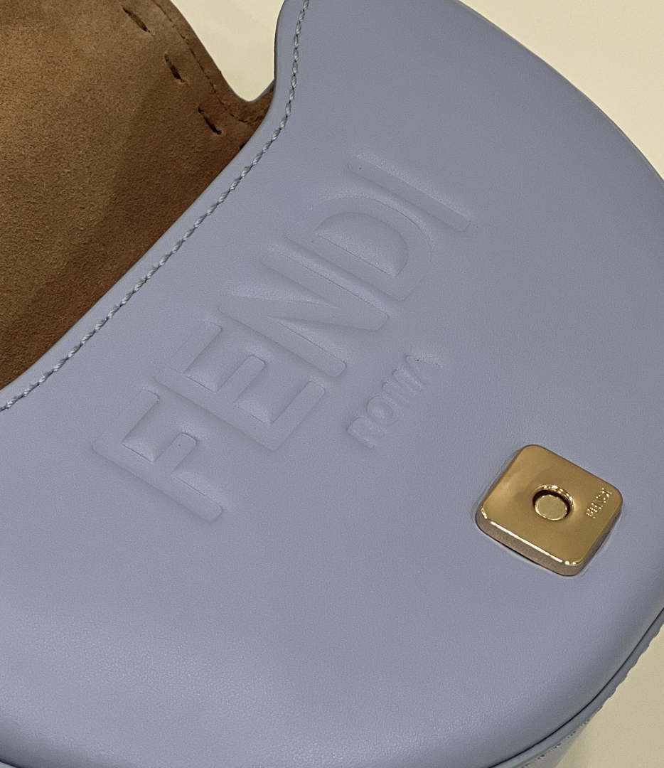 Fendi 8BT346 Moonlight Shoulder Saddle Leather Bag Purple Blue - Default Title - View 7