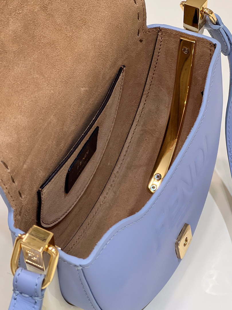 Fendi 8BT346 Moonlight Shoulder Saddle Leather Bag Purple Blue - Default Title - View 9