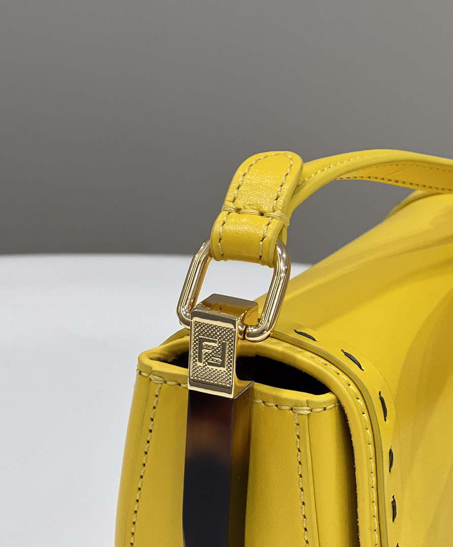 Fendi 8BT346 Moonlight Shoulder Saddle Leather Bag Yellow - Default Title - View 5