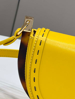 Fendi 8BT346 Moonlight Shoulder Saddle Leather Bag Yellow - Default Title - View 6