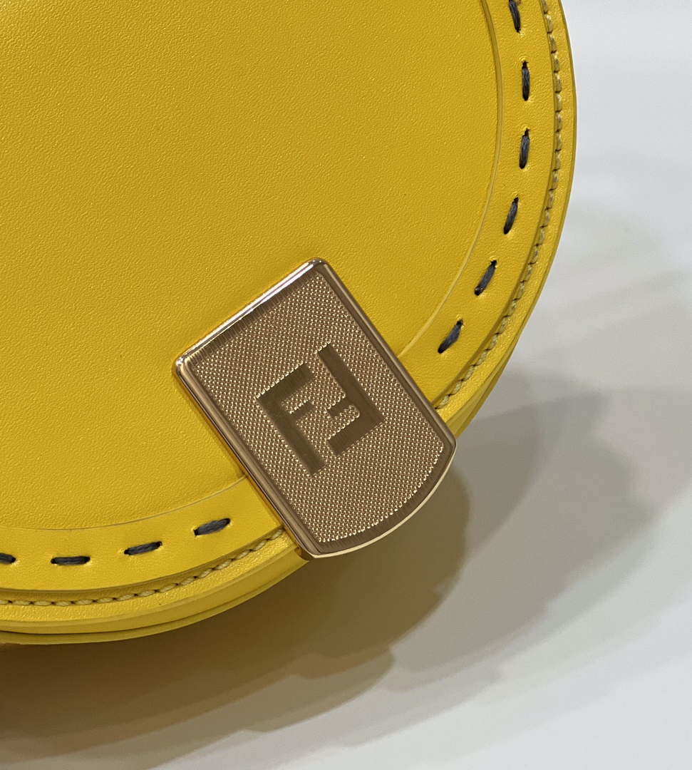 Fendi 8BT346 Moonlight Shoulder Saddle Leather Bag Yellow - Default Title - View 7