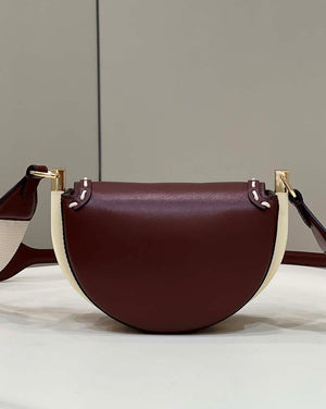 Fendi 8BT346 Moonlight Shoulder Saddle Leather Wine Red - Default Title - View 2