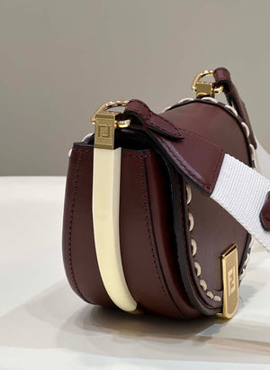 Fendi 8BT346 Moonlight Shoulder Saddle Leather Wine Red - Default Title - View 3