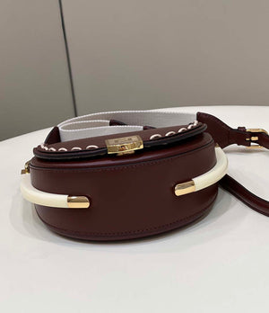Fendi 8BT346 Moonlight Shoulder Saddle Leather Wine Red - Default Title - View 4