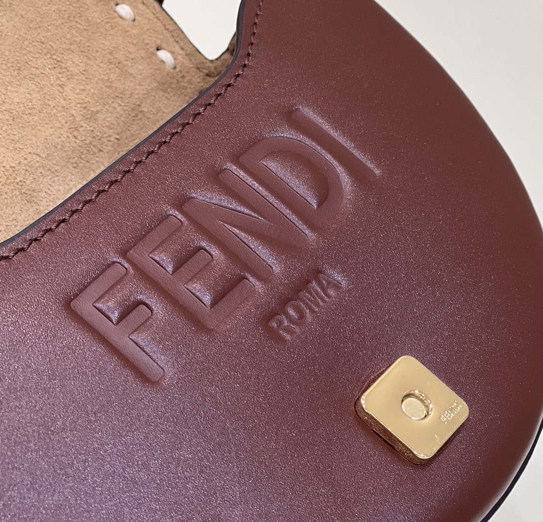 Fendi 8BT346 Moonlight Shoulder Saddle Leather Wine Red - Default Title - View 6