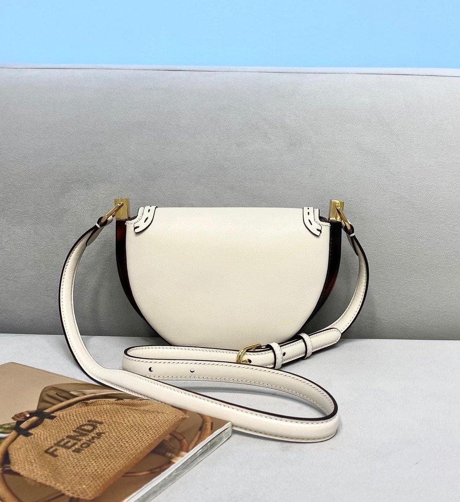 Fendi 8BT346 Moonlight Shoulder White Leather Bag - Voguebags