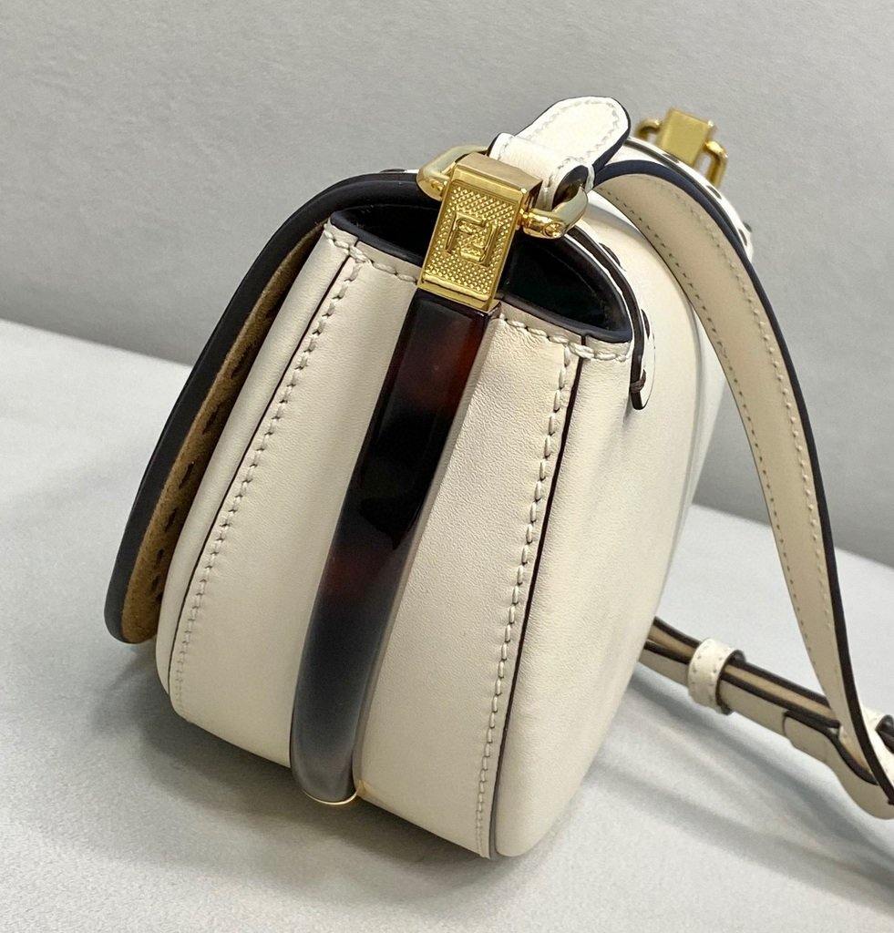 Fendi 8BT346 Moonlight Shoulder White Leather Bag - Voguebags