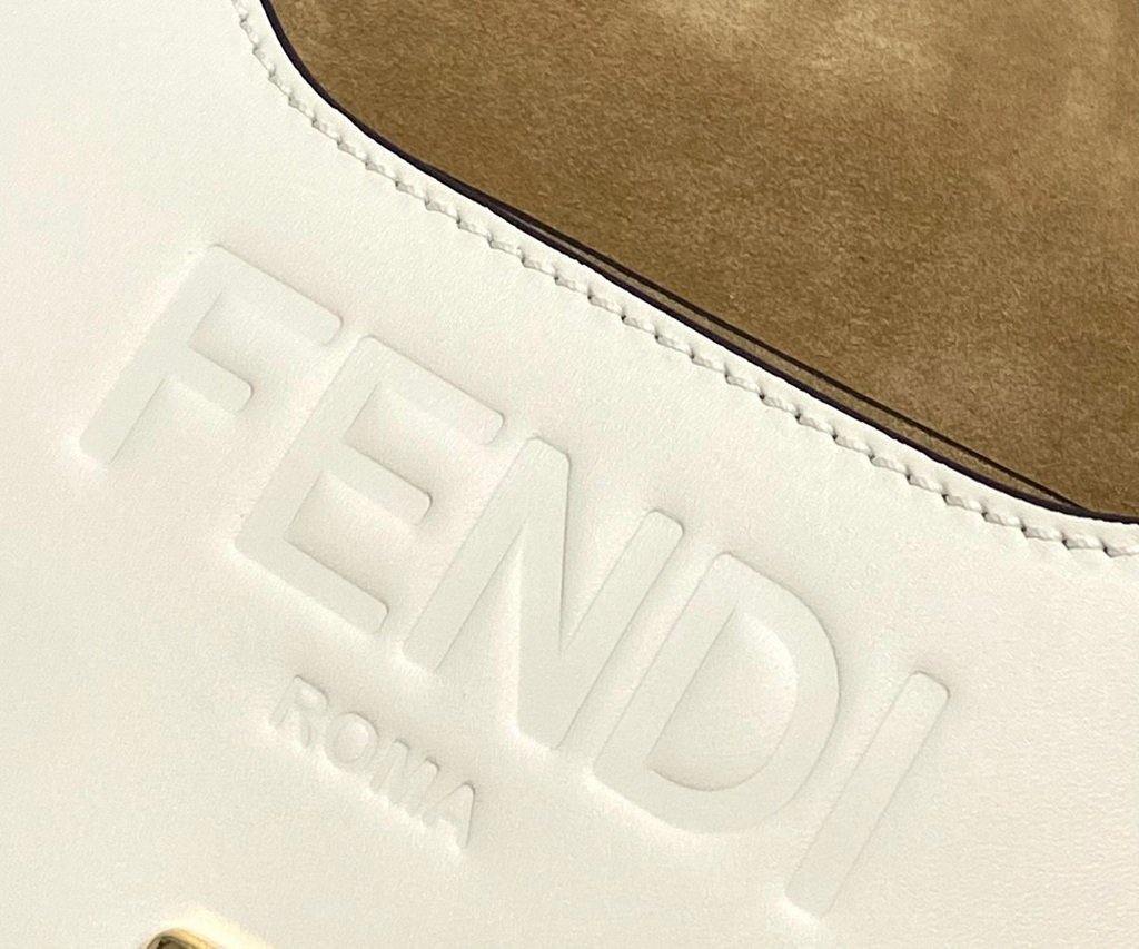 Fendi 8BT346 Moonlight Shoulder White Leather Bag - Voguebags