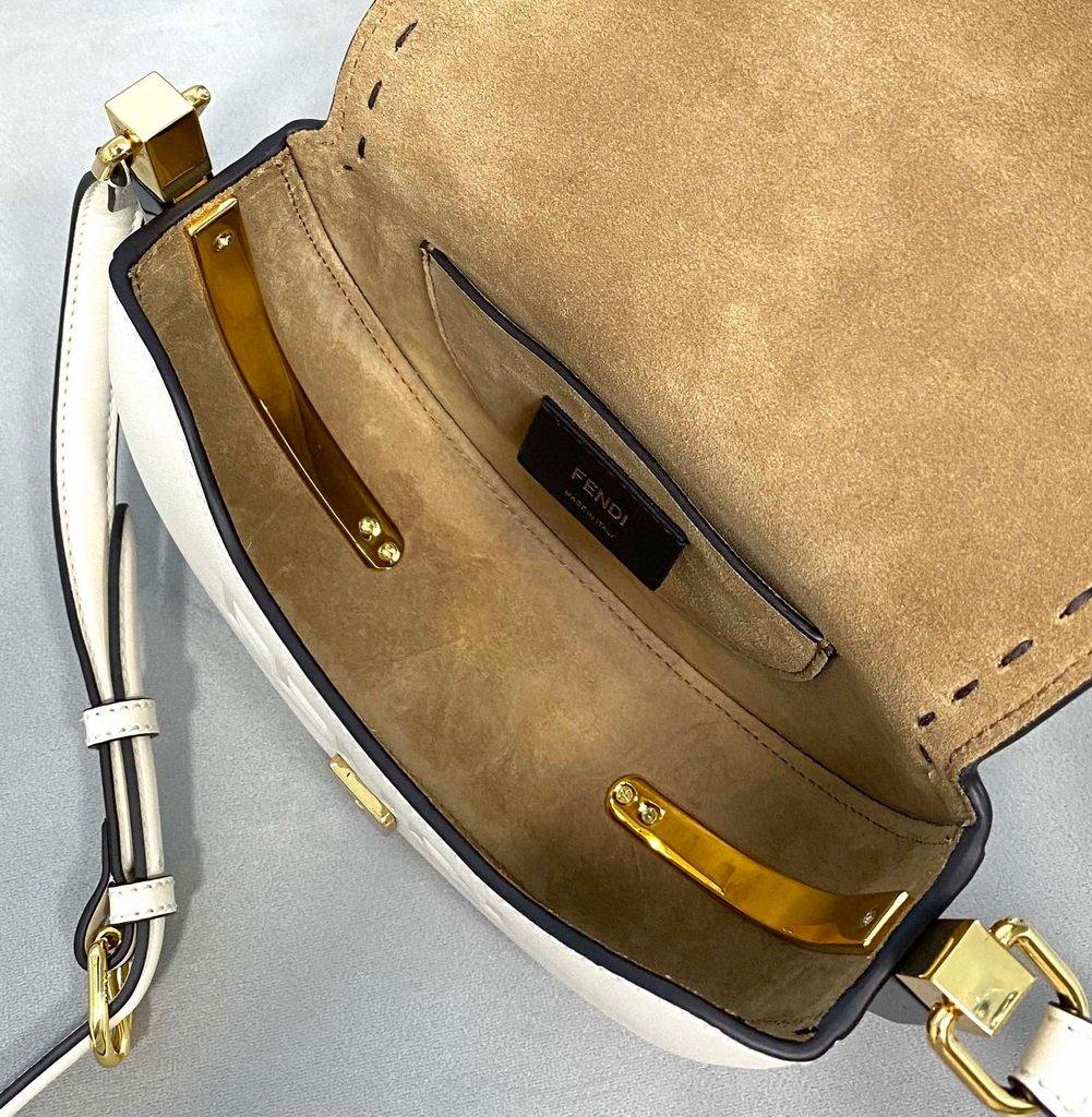Fendi 8BT346 Moonlight Shoulder White Leather Bag - Voguebags