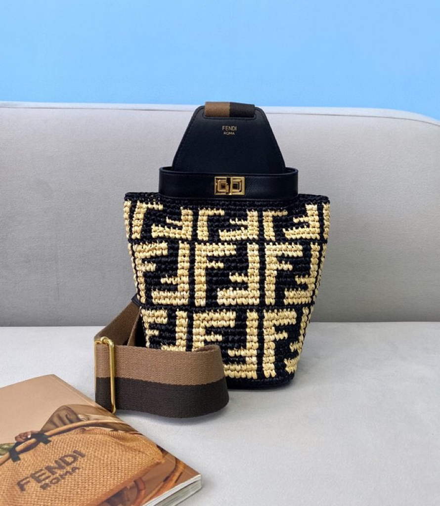 Fendi 8BZ047 Shoulder Fendi FF Raffia Guitar 8301 Bag - Default Title - View 1
