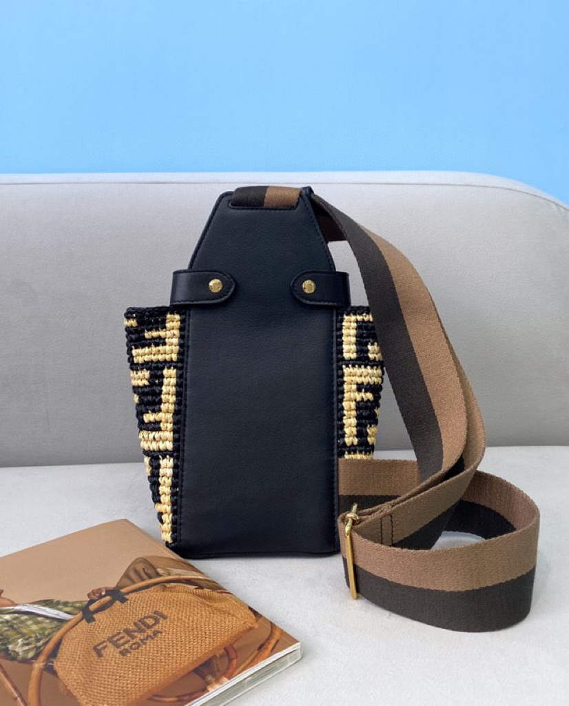 Fendi 8BZ047 Shoulder Fendi FF Raffia Guitar 8301 Bag