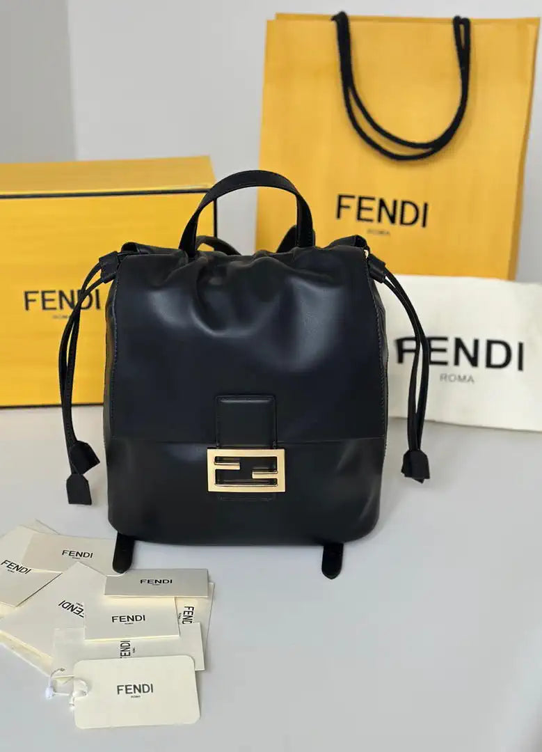 Fendi 8BZ057 Backpack Black leather backpack