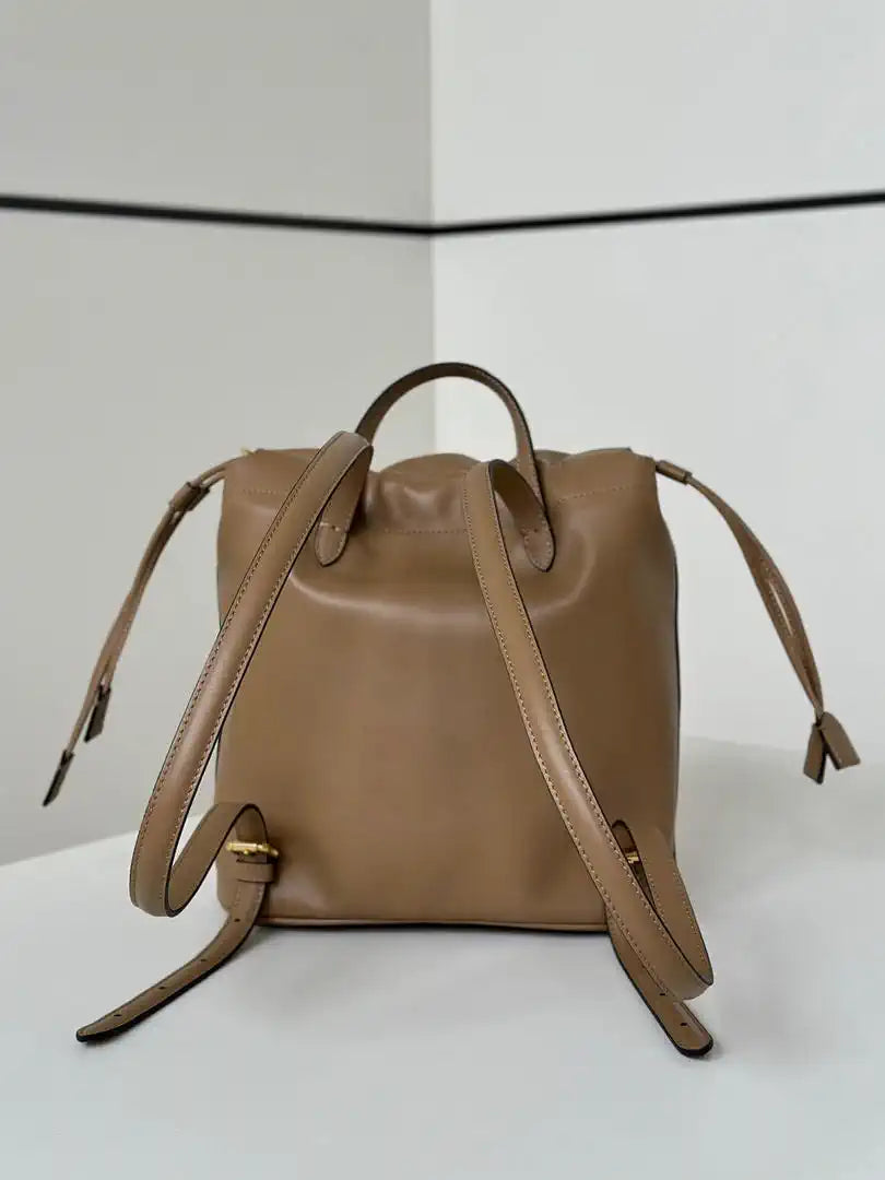Fendi 8BZ057 Backpack Cappuccino brown leather backpack