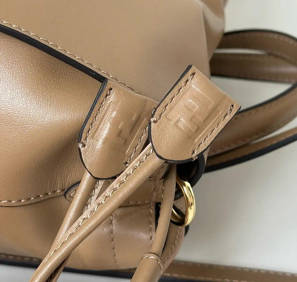 Fendi 8BZ057 Backpack Cappuccino brown leather backpack