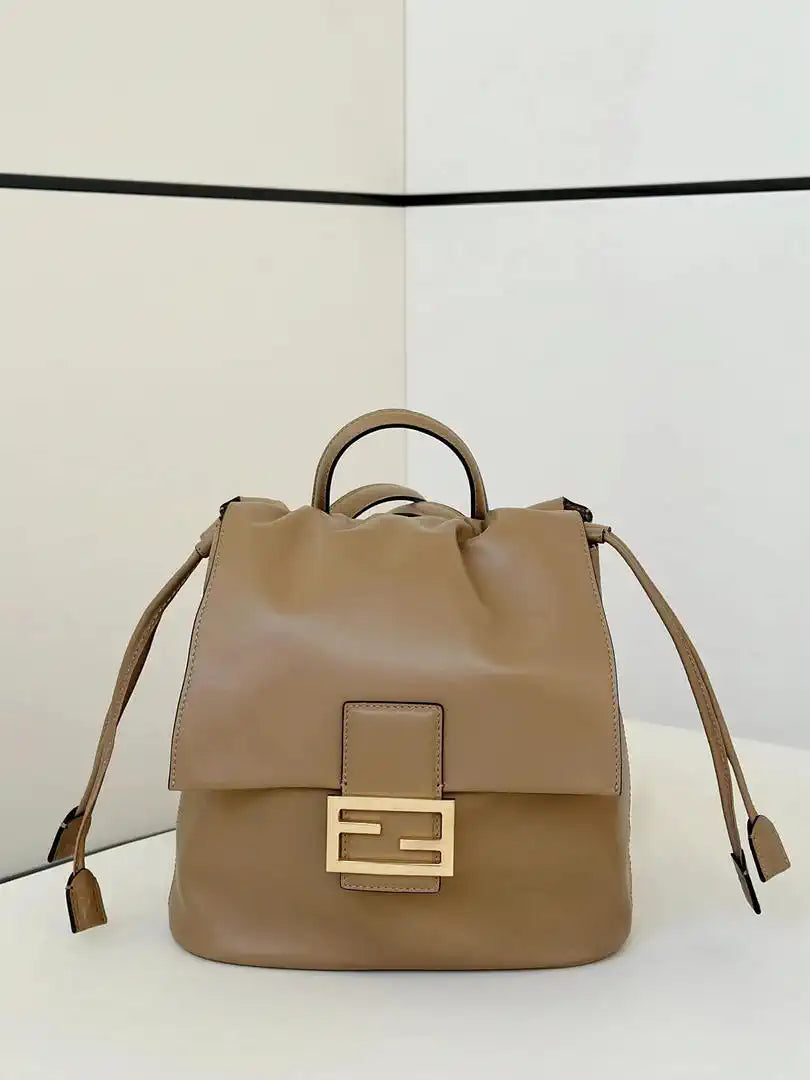 Fendi 8BZ057 Backpack Cappuccino brown leather backpack