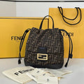 Fendi 8BZ057 Brown FF jacquard fabric backpack