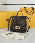 Fendi 8BZ057 Brown FF jacquard fabric backpack