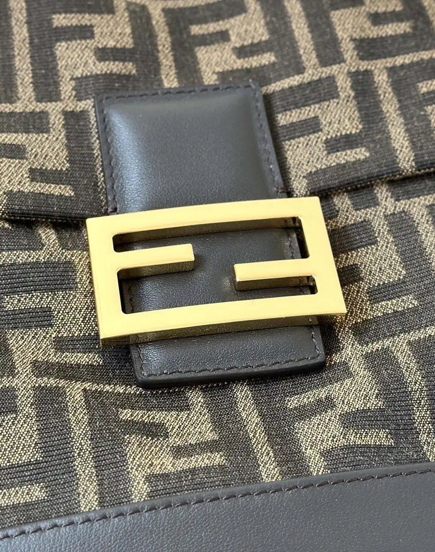 Fendi 8BZ057 Brown FF jacquard fabric backpack