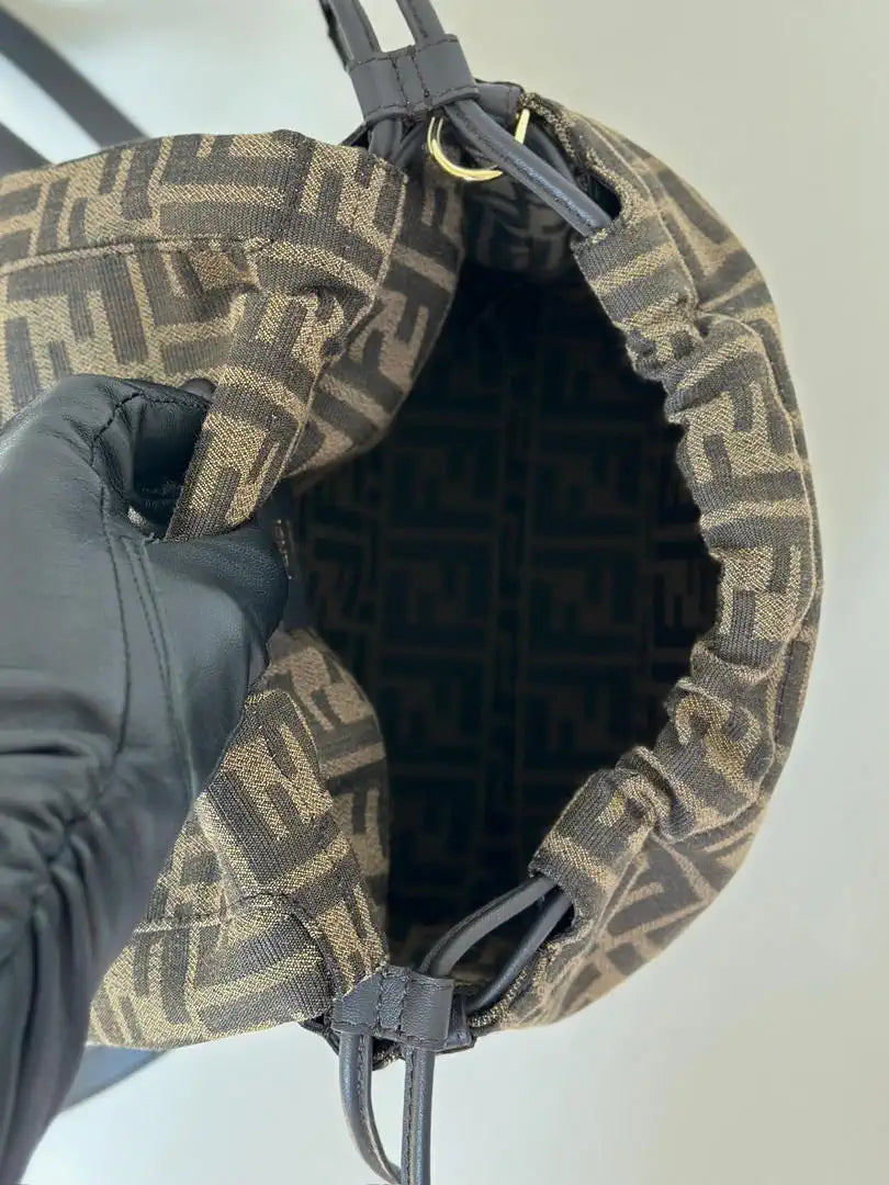 Fendi 8BZ057 Brown FF jacquard fabric backpack