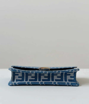 Fendi 8M0498 Wallet On Chain Baguette Blue denim-effect FF jacquard wallet - Default Title - View 3