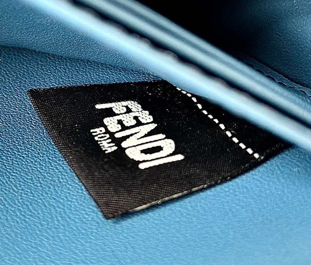 Fendi 8M0498 Wallet On Chain Baguette Blue denim-effect FF jacquard wallet