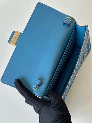 Fendi 8M0498 Wallet On Chain Baguette Blue denim-effect FF jacquard wallet - Default Title - View 8