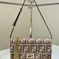 Fendi 8M0498 Wallet On Chain Baguette Gray denim-effect FF jacquard wallet - Default Title - View 1