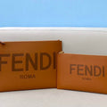Fendi 8N0178AC9L Fendi logo flat pouch clutch 8370L Tan - Default Title - View 1