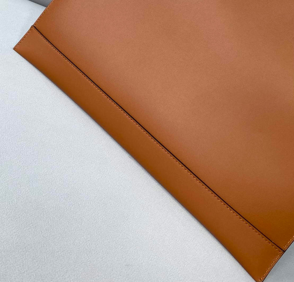 Fendi 8N0178AC9L Fendi logo flat pouch clutch 8370L Tan