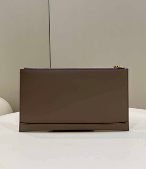 Fendi 8N0178AC9S Fendi logo flat pouch clutch 8370S Gray - Default Title - View 3