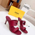 Fendi 8R8287 Baguette Slides Leather Red - 35 - View 1
