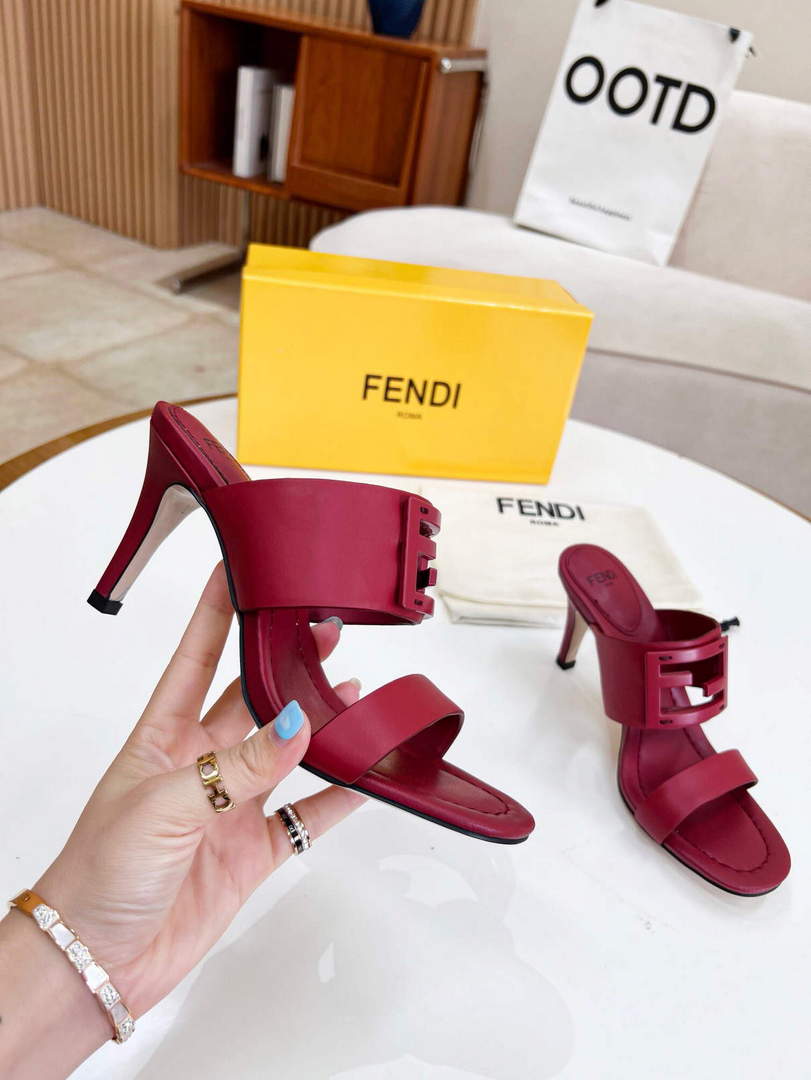 Fendi 8R8287 Baguette Slides Leather Red