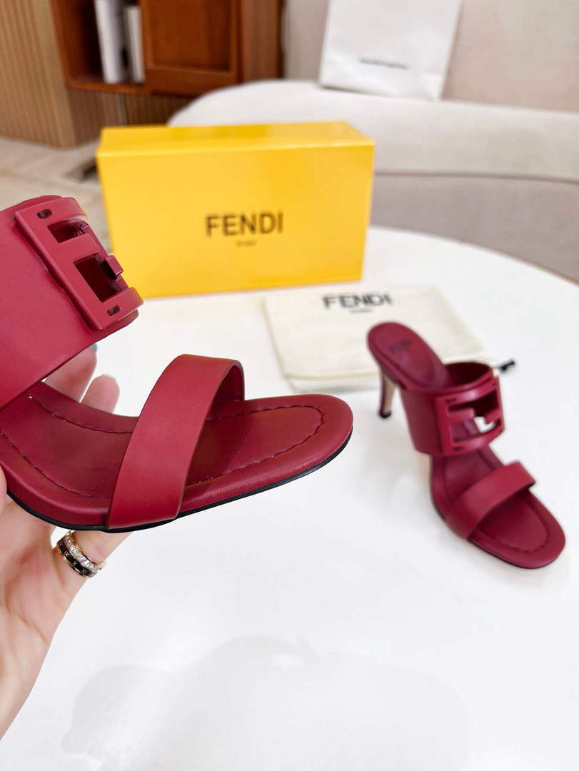 Fendi 8R8287 Baguette Slides Leather Red