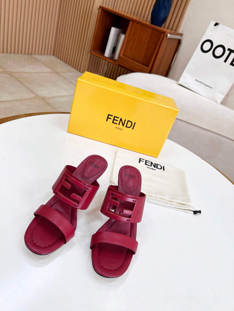 Fendi 8R8287 Baguette Slides Leather Red