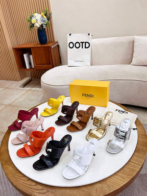 Fendi 8R8287 Baguette Slides Leather Yellow - 35 - View 1