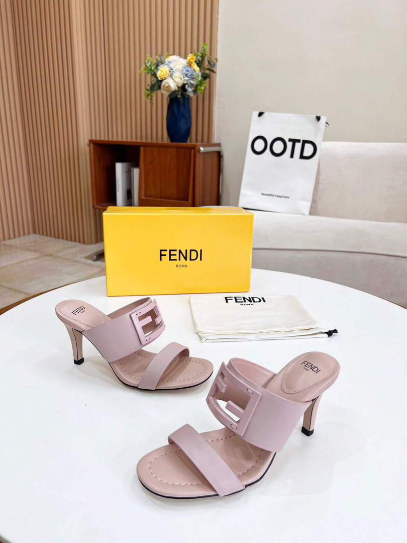 Fendi 8R8287 Baguette Slides Leather Pink