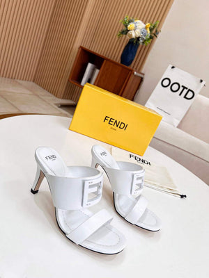 Fendi 8R8287 Baguette Slides Leather White - 35 - View 1