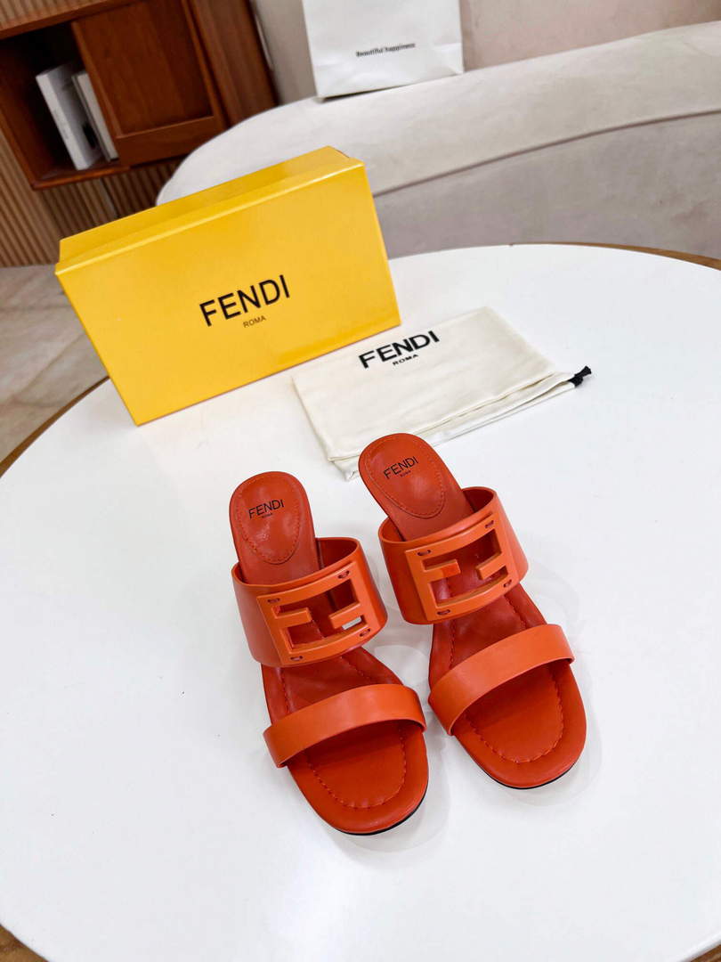 Fendi 8R8287 Baguette Slides Leather Orange