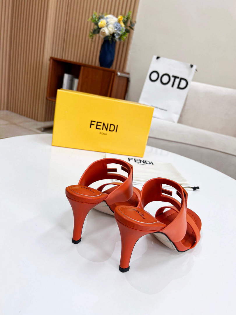 Fendi 8R8287 Baguette Slides Leather Orange