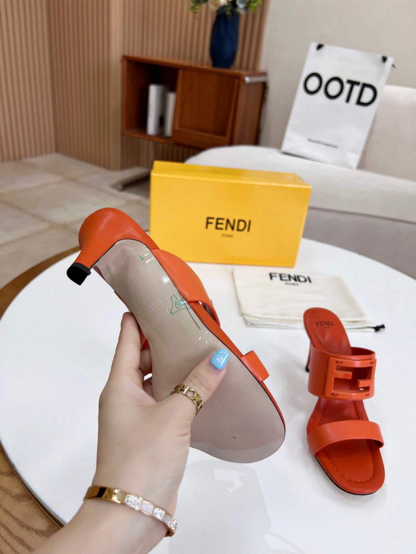 Fendi 8R8287 Baguette Slides Leather Orange